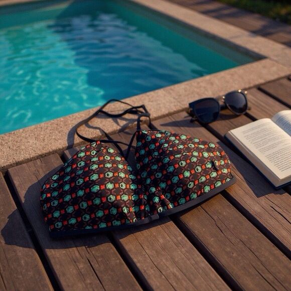 Patagonia Womens Spaghetti Straps Padded Swim Top Size XLARGE Geometric Print - Picture 9 of 9